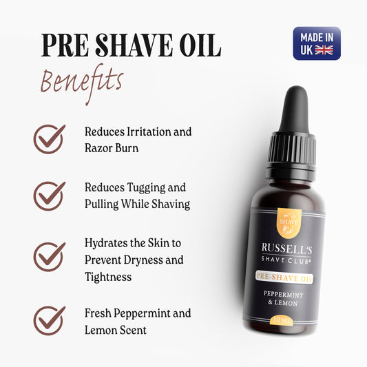 Russell's Perfect Shaving Trio: Pre-Shave Oil, Sandalwood Shaving Cream, & Post-Shave Balm