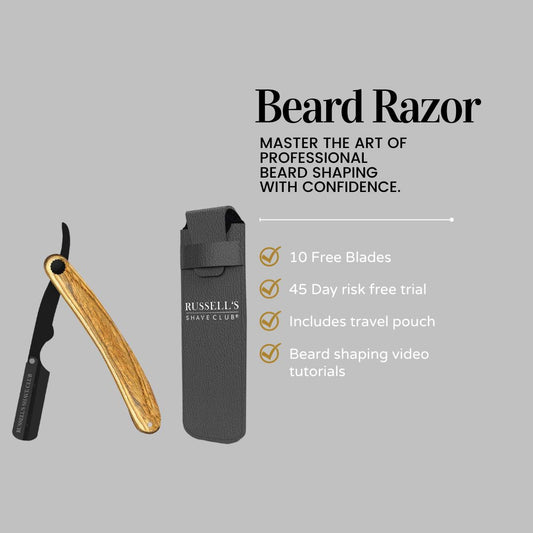 Wooden Handle Cut-Throat Razor | Includes 10 Platinum Blades