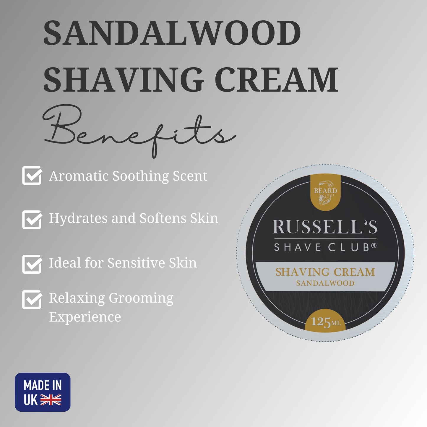 Russell's Shave Club Sandalwood Shaving Cream - 125ml