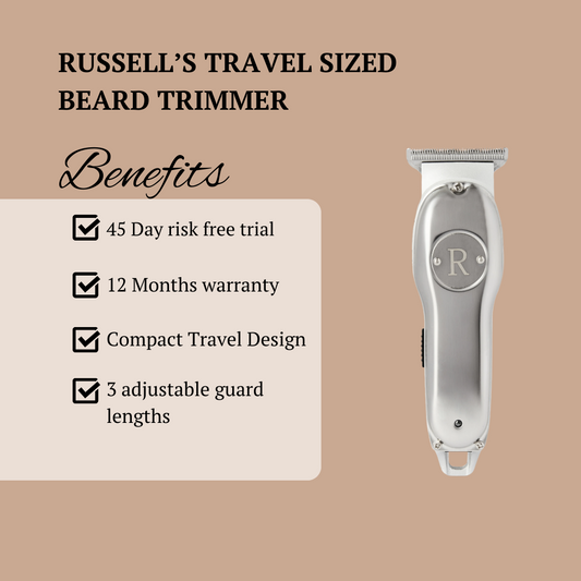 The Ultimate On-The-Go Grooming Tool: Russell's Travel-Sized Beard Trimmer