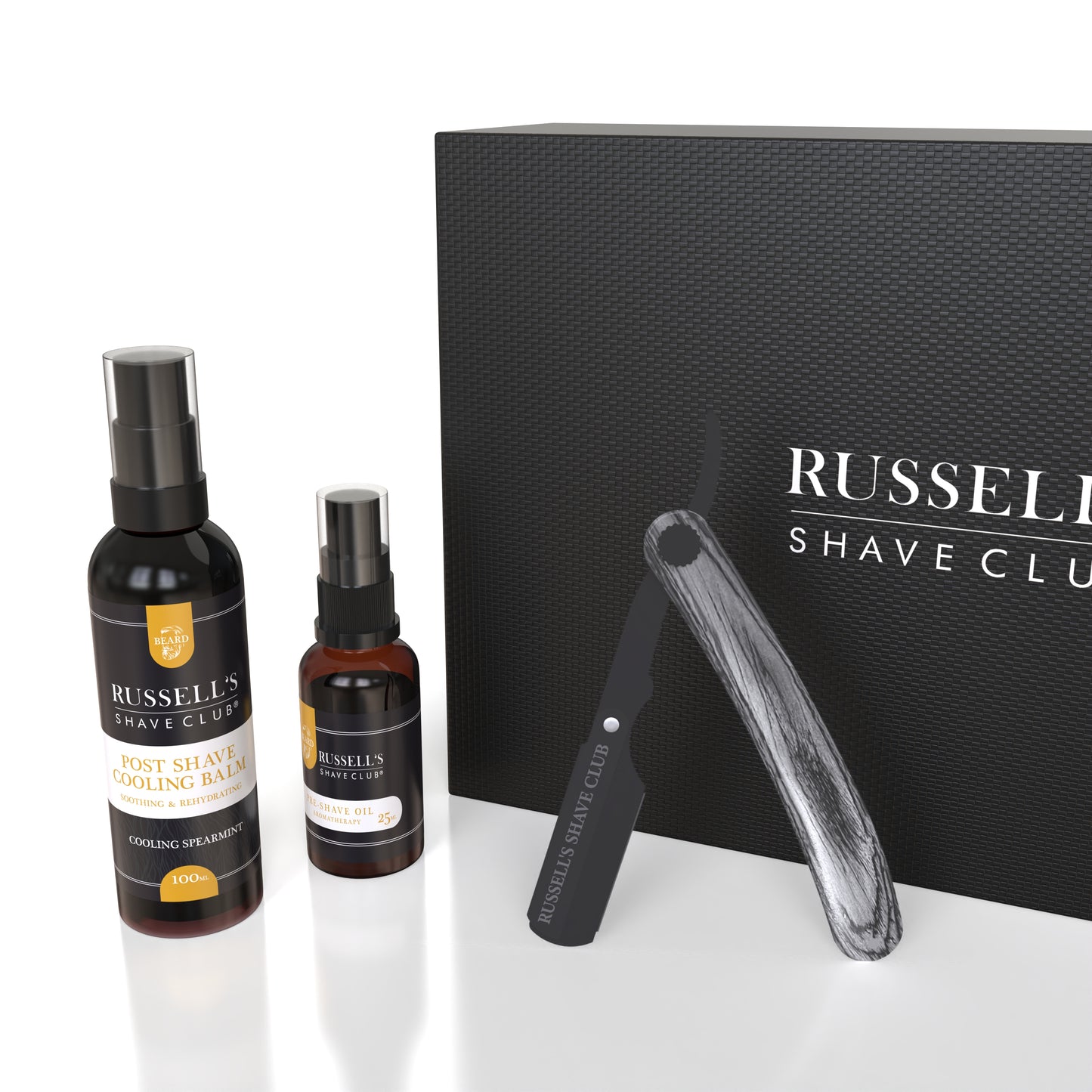 The Ultimate Beard Shaping Trio: Cut Throat Razor, Pre-Shave Oil, and Post-Shave Balm Set